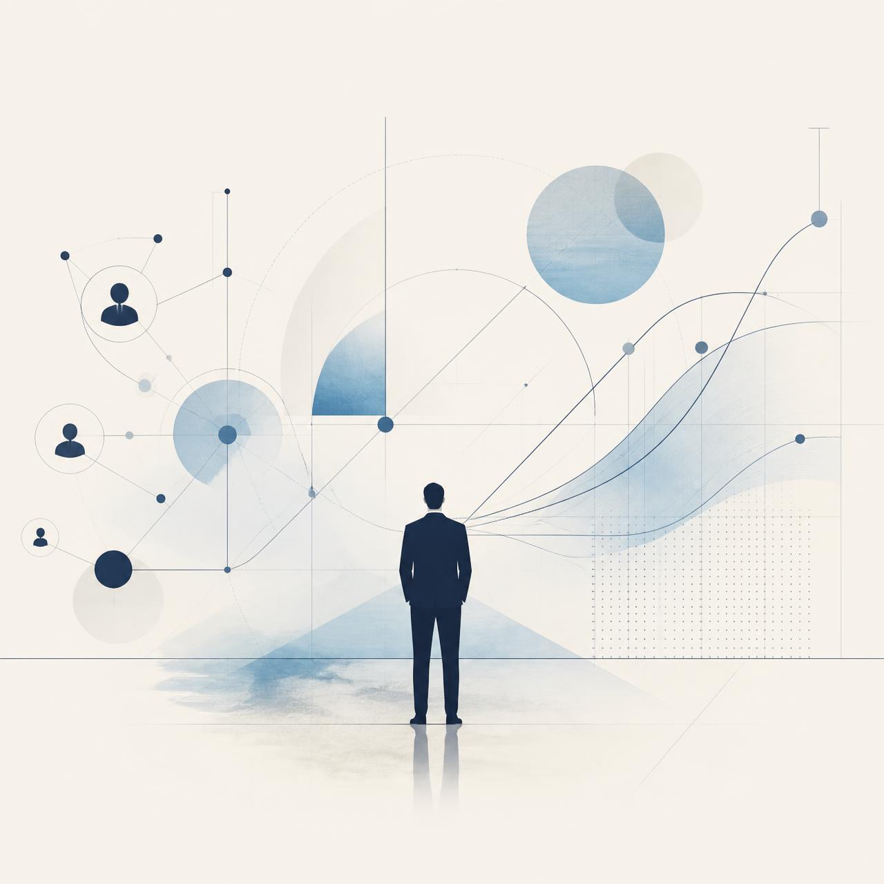 Dirigeant pilotant une organisation où humains et agents IA collaborent